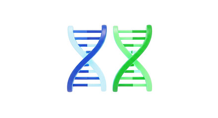 3d icon of two dna helixes isolated on transparent background, representing genetic code, scientific research, and the building blocks of life itself