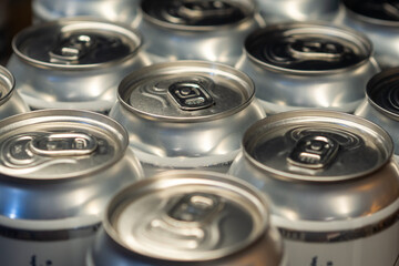 Obraz premium Abstract View of Many Aluminum Beverage Cans