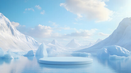 A Floating Ice Platform in a Vast Arctic Landscape