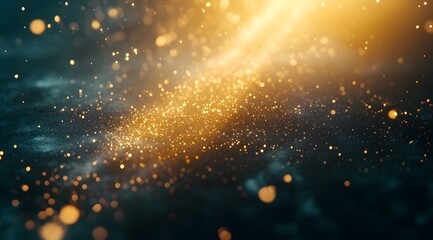 Fototapeta premium Light rays, golden glow, and lens flare on a black background. Light effect with sun beam, glow, flare, flare light, sun ray, glowing light effect