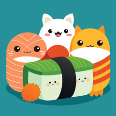 Obraz premium sushi shaped like cute animals (1).eps