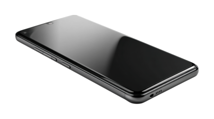 Modern smartphone showcase technology hub high-quality angle, isolated on transparent background, png