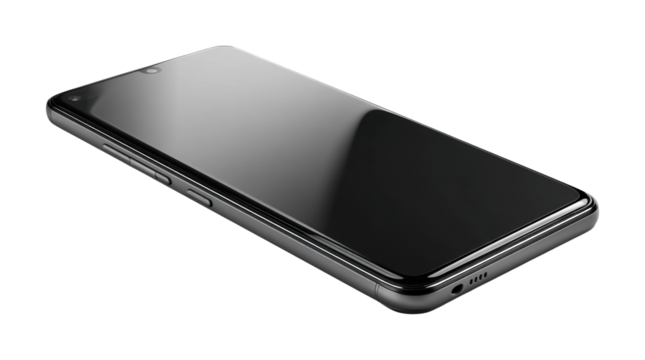 Modern smartphone showcase technology hub high-quality angle, isolated on transparent background, png