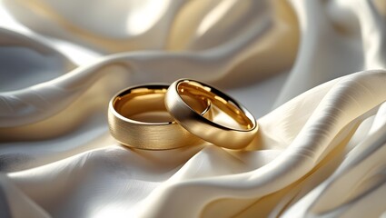 Gold Wedding Rings on Silk