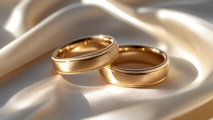 Gold Wedding Rings on Silk
