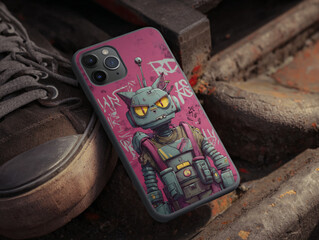 ロボットキャラクターのスマホケース