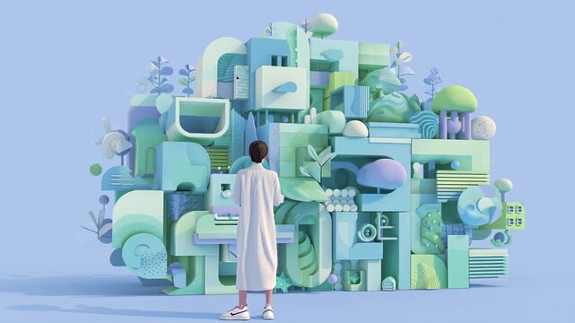 Large Language Model (LLM) Concept Illustration &ndash; Artificial Intelligence Neural Network and Machine Learning Visualization