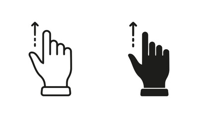 Obraz premium Two hand icons, one black and one white, showing a gesture of zooming in or out. 