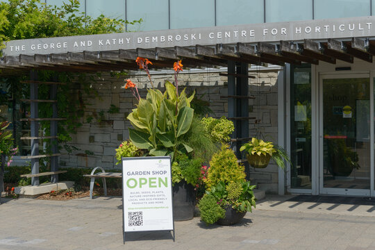 exterior of The George and Kathy Dembroski Centre for Horticulture located at 777 Lawrence Av E inside Edwards Gardens Toronto