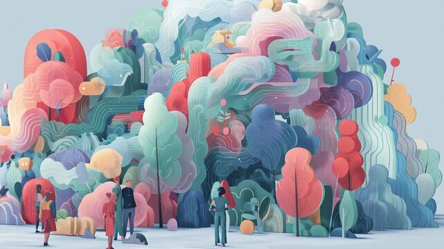 Large Language Model (LLM) Concept Illustration &ndash; Artificial Intelligence Neural Network and Machine Learning Visualization