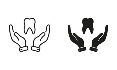 Obraz premium Hands protecting a tooth, symbolizing dental care. 