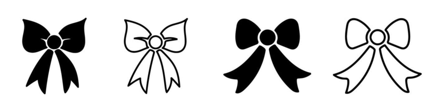Four simple black and white bows.