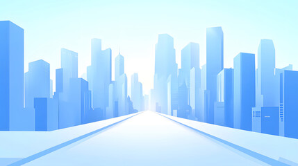 Urban Cityscape with Modern Skyscrapers and Clear Road