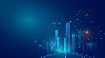 Futuristic Cityscape with Digital Connections and Modern Architecture