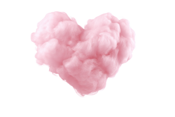 Sweet pink cotton candy heart isolated on white transparent background