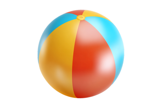 Colorful Beach Ball, isolated on white transparent background