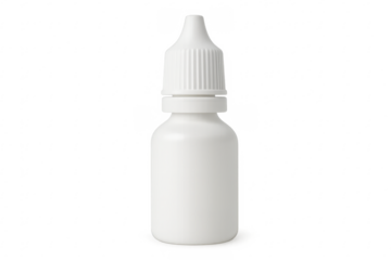 White plastic dropper bottle mockup on transparent background