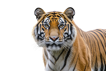 Obraz premium Closeup portrait of a majestic tiger with striking orange and black stripes, isolated on transparent background