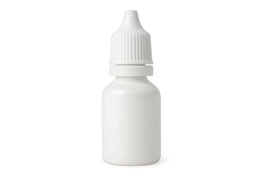 White plastic dropper bottle mockup on transparent background