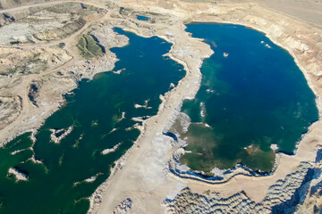 lake formed as a result of water disposal at a gypsum quarry