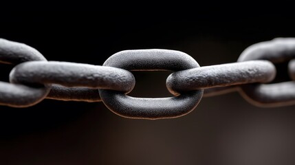 Fototapeta premium Close-up Macro Shot of a Single Metal Chain Link, a Symbol of Strength and Connection