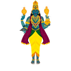 Illustration of God Dhanvantri- The Hindu god of medicine and Ayurveda