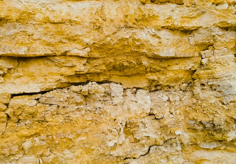 Dolomite layer on a section of soil in quarry.
