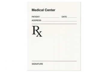 Blank medical prescription pad on transparent background