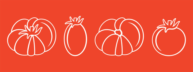 Tomato logo. Isolated tomato on white background. Outline. Line