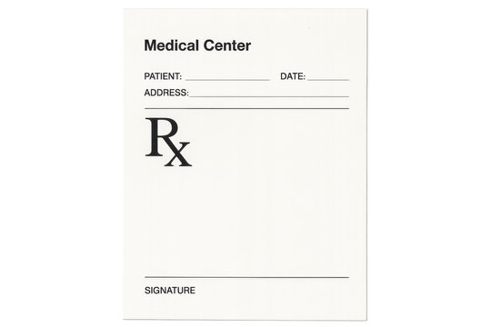 Blank medical prescription pad on transparent background