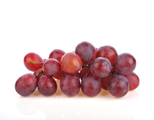 Branch of red grapes , Red fruit white background.