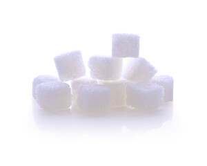 white Sugar cubes isolated on white background