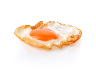 Fried sunny side up egg stacked isolated on white background