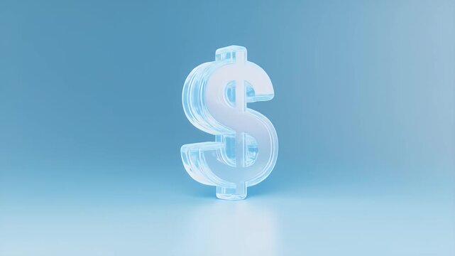 明るい青色の背景に配置された半透明のドル記号は、金融と経済の概念を示すのに最適です