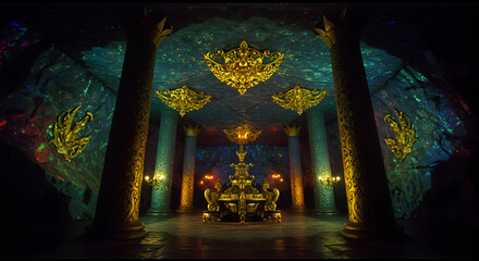 Golden temple domes and spires shining under daylight, part of traditional cultural heritage