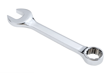 Shiny Combination Wrench Isolated on White Transparent Background