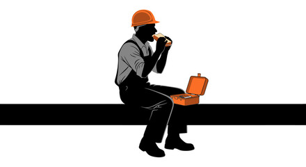 construction workers lunch break a silhouette illustration of a hardworking tradesman enjoying a welldeserved meal on the job