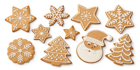 Christmas Gingerbread Cookies Star, Snowflake, Santa Design, Holiday Baking, Festive Treats, Christmas Decorations Christmas cookies, gingerbread