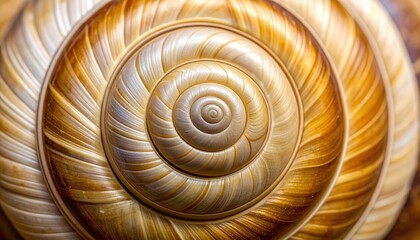 Obraz premium Spiral of Nature's Artistry: An intricate, close-up view showcasing the natural, spiral design of a snail shell.