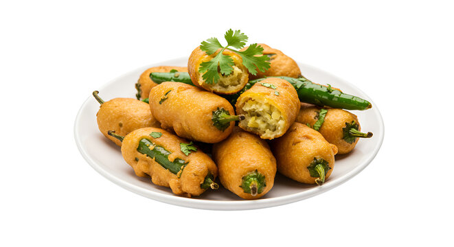 Spicy Besan Mirchi Bajji Stuffed Chili Fritters