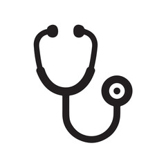 Black stethoscope icon on a clean white background medical symbol health doctor