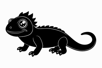 Obraz premium Cute black silhouette of a lizard. 