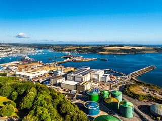 Port Pendennis from drone, Pendennis, Falmouth, Cornwall, UK