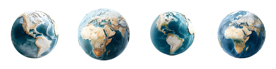 Earth Views: Four Perspectives of the World, isolated on white