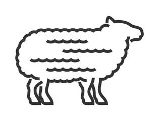 Sheep icon in front view and geometric bold line