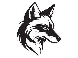 Obraz premium Sharp-eyed fox head, bold black and white design. 