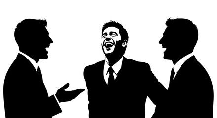 three businessmen sharing a hilarious moment illustrating joy camaraderie and successful teamwork in the workplace