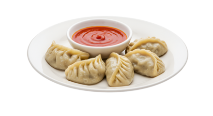  Steamed Chicken Momos with Spicy Chili Sauce