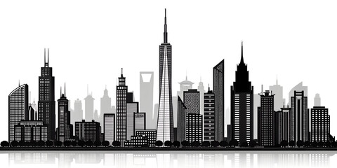 Obraz premium city skyline silhouette, NY