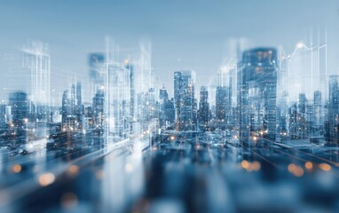 Cityscape with overlayed data streams